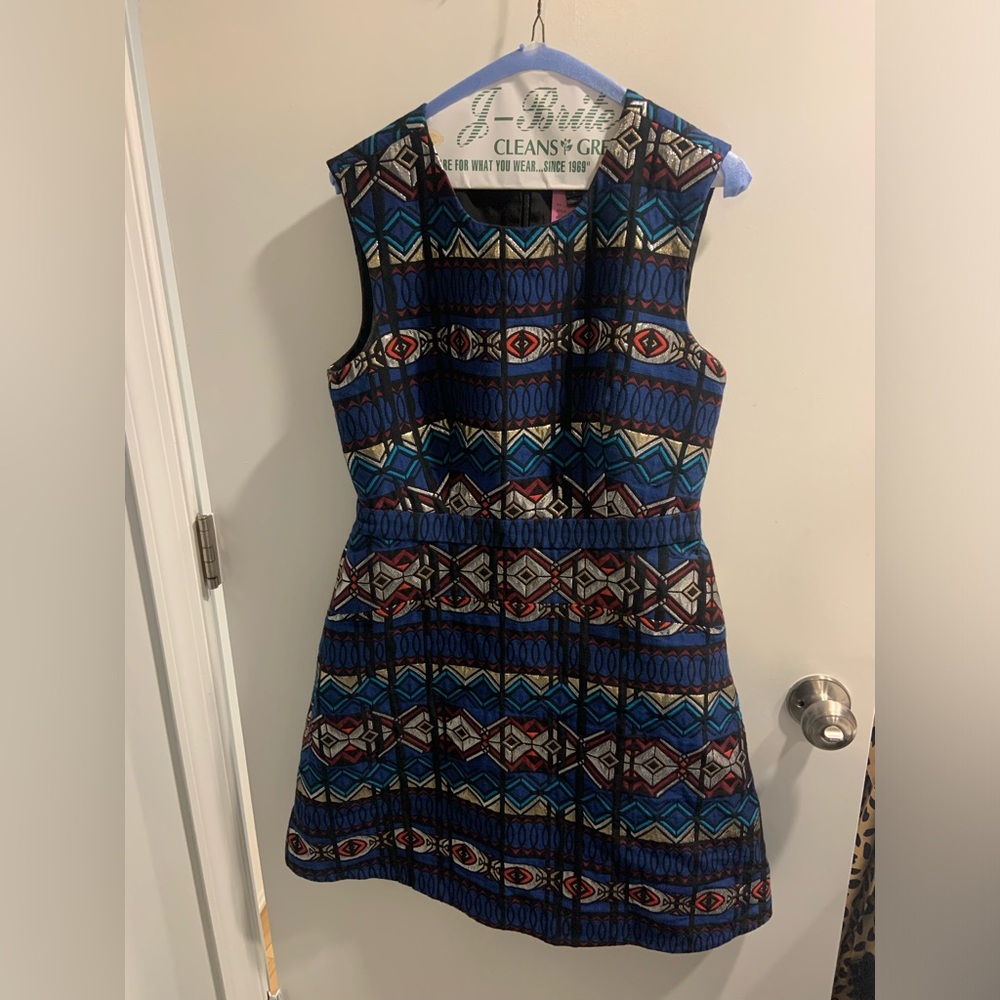 J. Crew Blue A-line Mini Dress Sleeveless Crew Neck